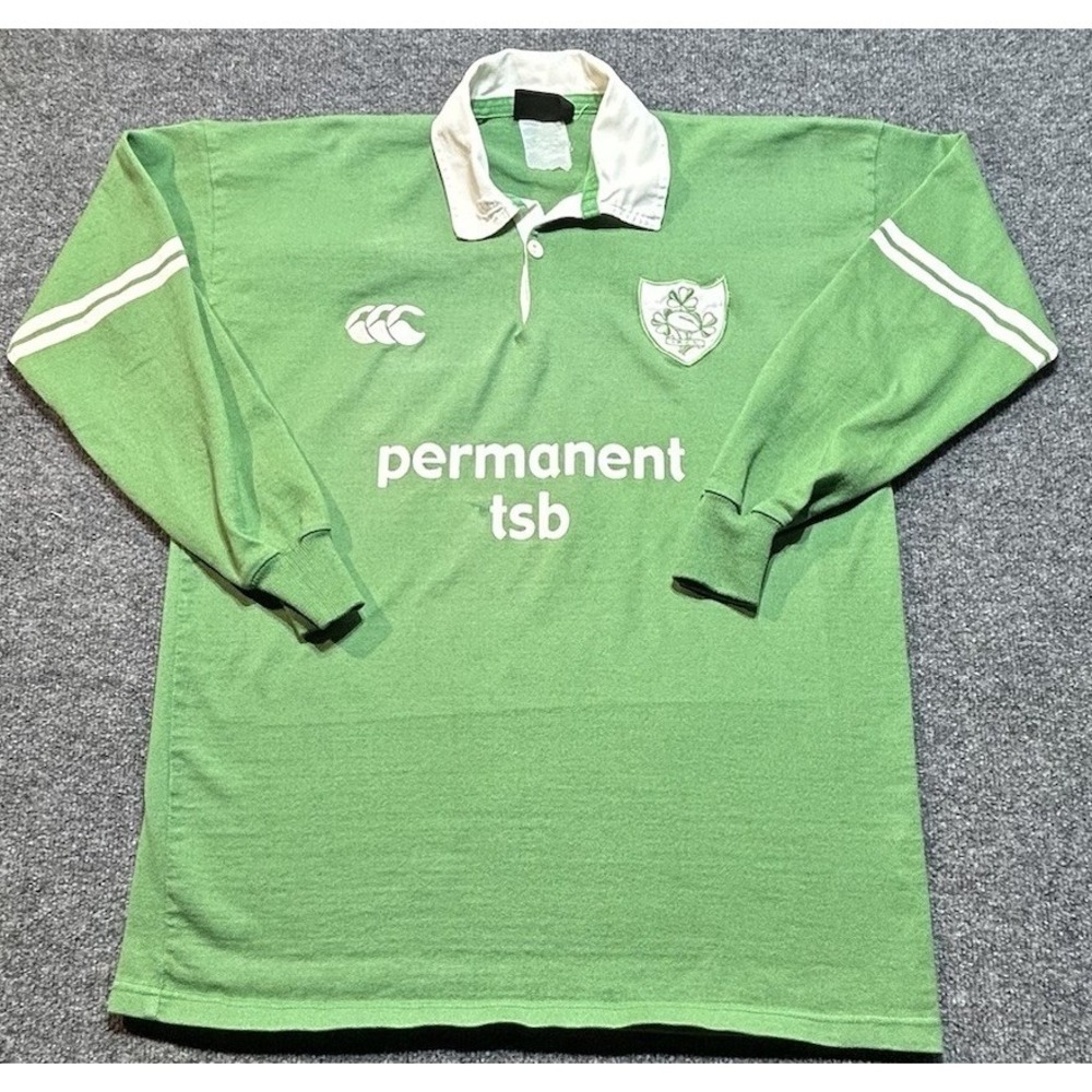 Vintage Ireland Rugby Long Sleeve Shirt Canterbury Jersey Green Men's Large